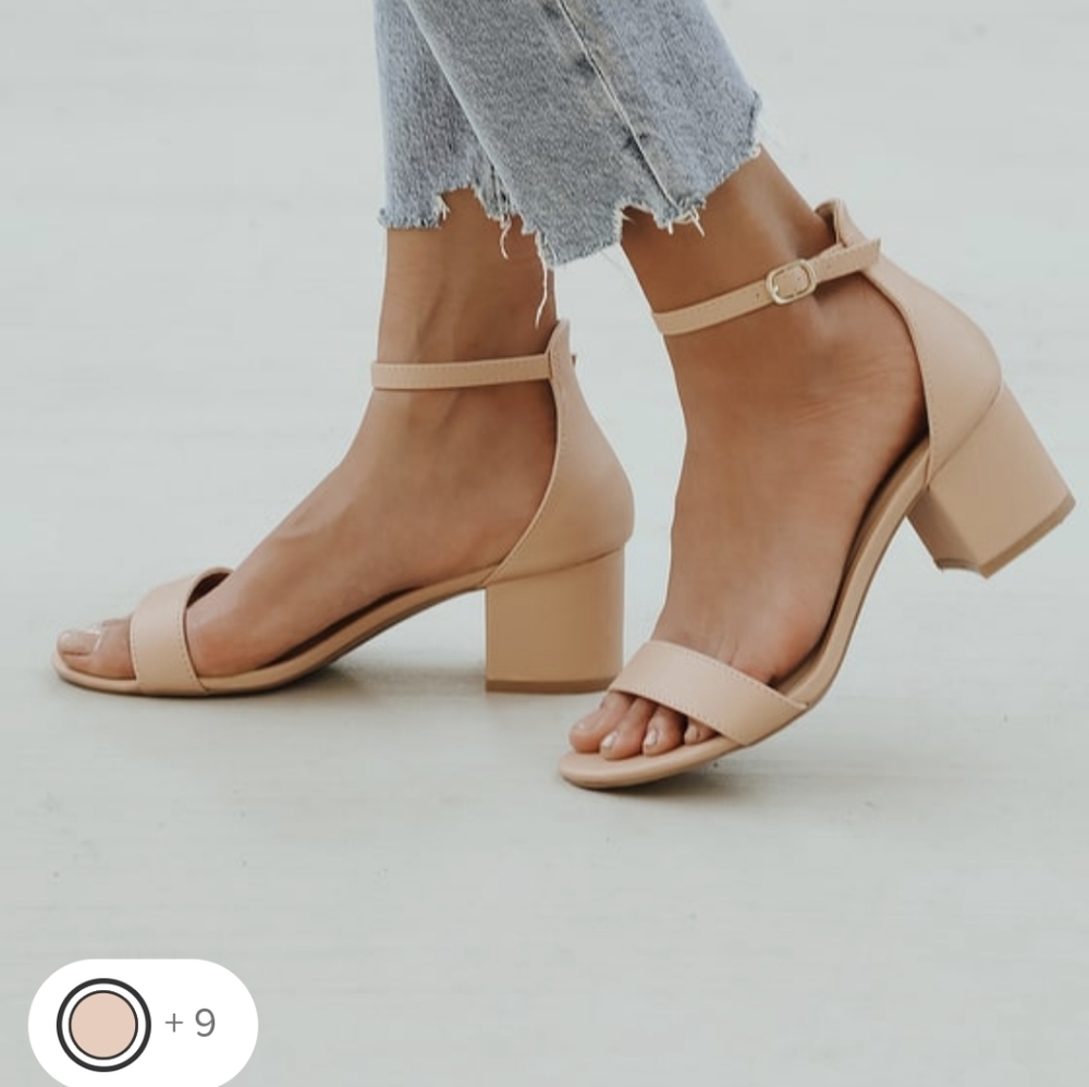 Lulu's Harper Almond Ankle Strap Heels 7.5